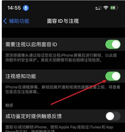 房县苹果14维修网点分享iPhone14注视感知功能有什么用 